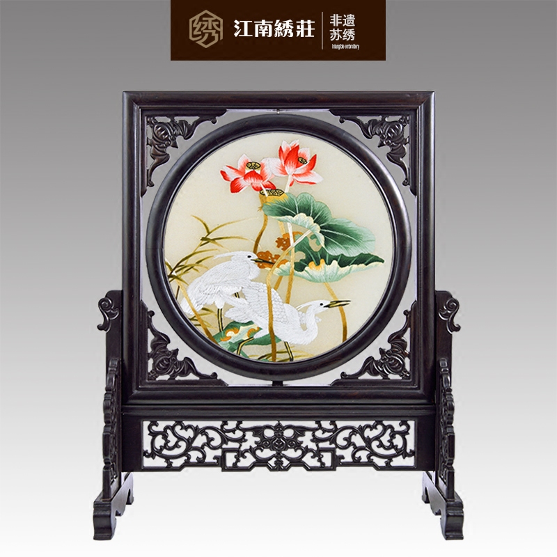 酒柜装饰品摆件现代简约创意餐厅艺术乔迁新居办公桌摆设苏绣摆件