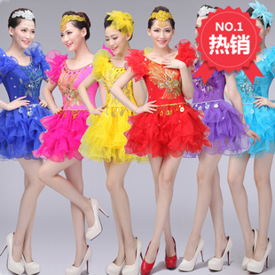 现代舞演出服青春舞蹈亮片连衣裙广场舞服装新款套装表演服女成人