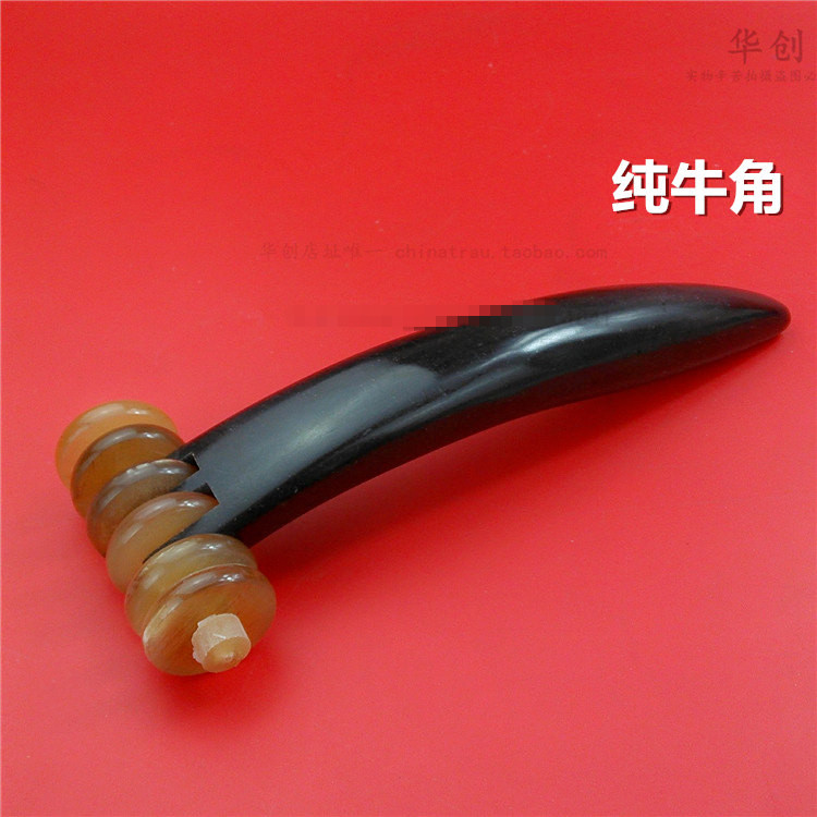 纯天然牛角六轮滚轮背部腿部按摩棒点穴推背器推腹部牛角车拨筋棒