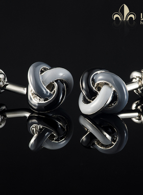 帅朗精致珐琅黑白灰色麻花袖扣男袖钉正装法式衬衫袖口扣Cufflink