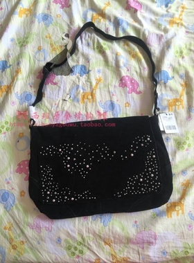 小蛮妈西班牙 MANGO 铆钉牛皮反绒单肩背包54035630 现货