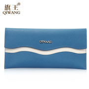 Qi Wang autumn 2015 authentic long Korean leather ladies wallet clutch bag women's ultra thin cross grain card bags
