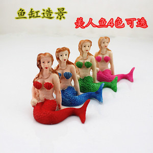 鱼缸造景美人鱼 水族箱造景装饰 树脂工艺品 桌面摆设美人鱼装饰