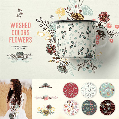 [478]可爱花朵LOGO水印印花插画 AI矢量设计素材+PNG格式