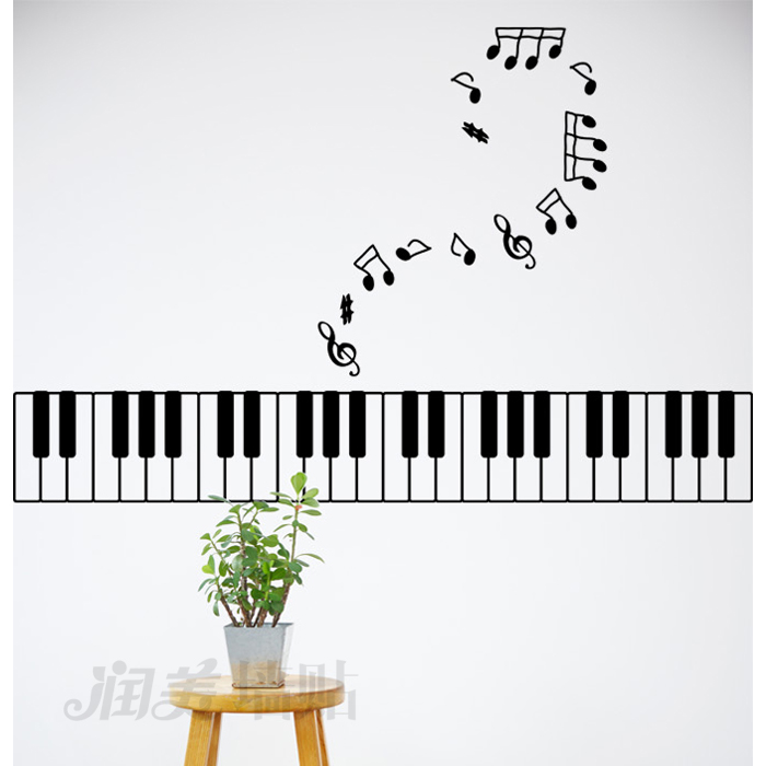 黑白琴键墙贴舞蹈房教室玻璃音符