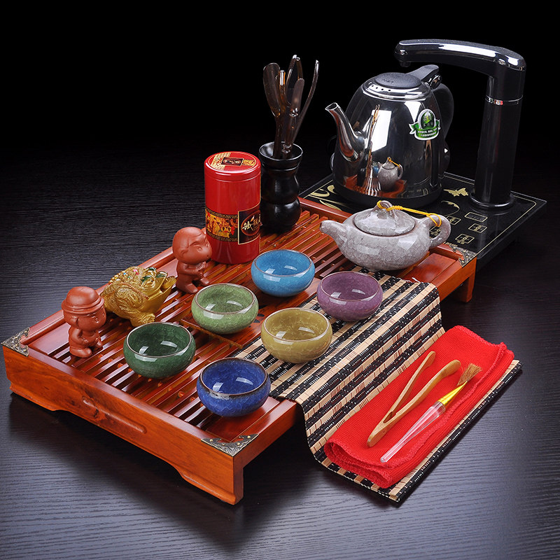 功夫茶具套装七彩冰裂釉裂纹优质紫砂茶具整套茶壶盖公道杯电磁炉,餐饮具,整套茶具,淘宝优惠券,粉丝福利购,淘宝优惠卷