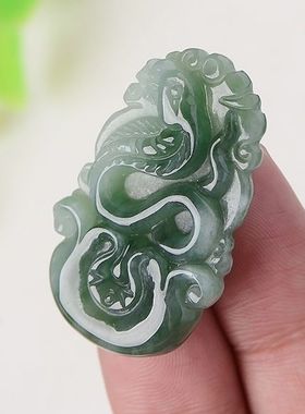 生肖蛇吊坠送证书73726玉琳阁翡翠实物拍图缅甸玉天然A货翡翠玉