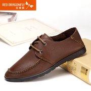 Red Dragonfly leather men's shoe 2015 spring genuine new daily casual suede leather soft cover men's shoes