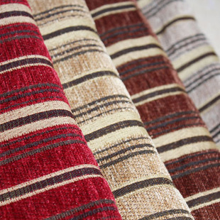 4色高档雪尼尔条纹沙发布料 软包面料 欧式装饰布料软包布优惠价