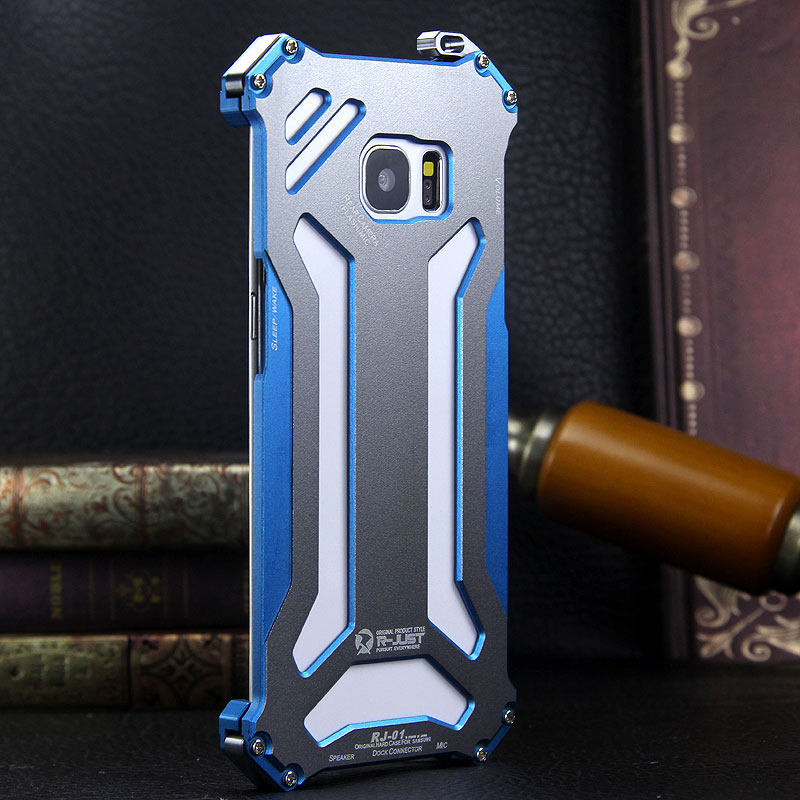R-Just Gundam Aerospace Aluminum Contrast Color Shockproof Metal Shell Outdoor Protection Case for Samsung Galaxy S7 Edge