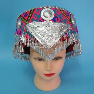 苗族头饰土家族西兰卡普服装头饰舞台头饰苗族银帽子民族舞蹈头饰