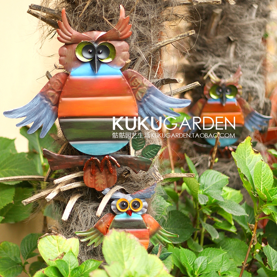 美式乡村立体铁艺铁皮猫头鹰挂壁别墅花园庭院园艺创意壁挂装饰品|ruв категории Домашний быт, роспись - от Buy2taobao.com для оказания профессиональной услуги покупки агента Taobao