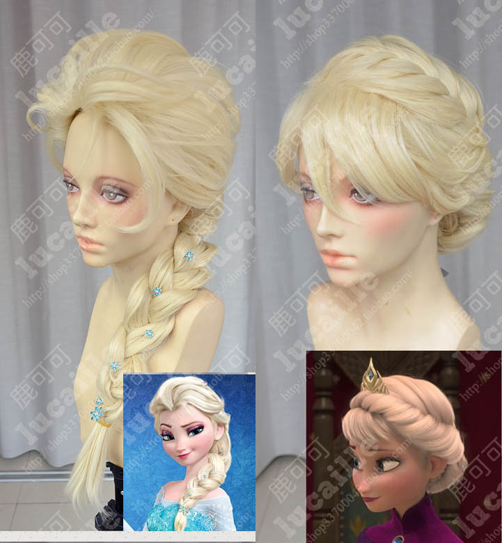圣诞节冰雪奇缘2艾莎Elsa公主马尾盘发万用假发cos女长发cosplay