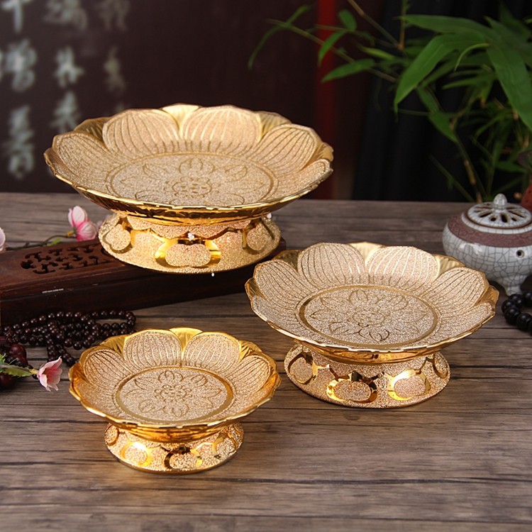 Buddhism Supplies ceramics Gold-plated Lotus Fruit plate For disc Fruit plate Shuanglong Tall plate Tribute disc Buddha Templein the Home accessories , Decorative items , Fruit plate/Fruit baskets  category - from Buy2taobao.com to provide professional Taobao agent buy service