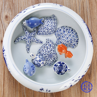 鱼缸装饰品可爱乌龟海星贝壳家居水中可漂浮陶瓷小金鱼海底世界