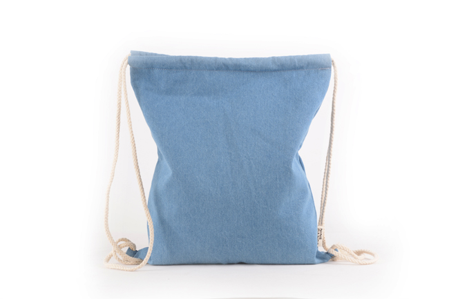 加厚小清新风牛仔束口袋双肩包