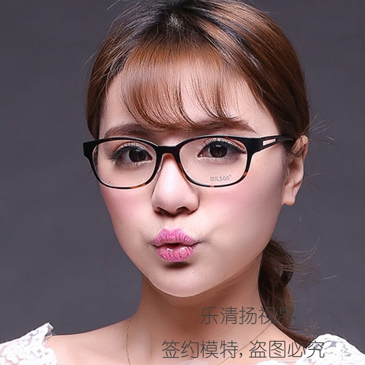 Wilson复古眼镜框女大脸显瘦文艺韩国进口超轻近视镜架紫豹纹2155