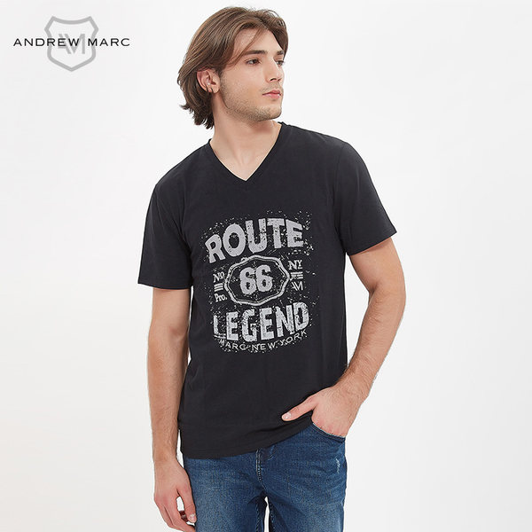 17年夏季款 Marc New York ANDREW MARC 安德鲁马克 纯棉 男式V领短袖T恤 优惠券折后￥79包邮（￥179-100）2色可选