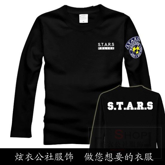 威哥新款长袖超大码T恤生化危机小队安布雷拉保护伞STARS欧美潮牌