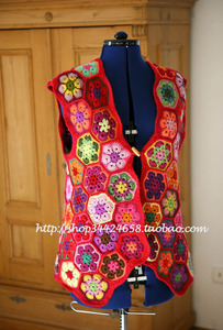 定制 新款森女系手工勾花镂空彩色女装外套 马甲外套女装上衣1038