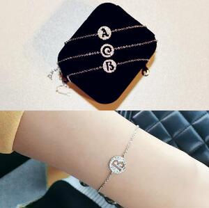 包邮韩国百搭精美字母镀真金高保色微镶钻石手链女脚链饰品礼物