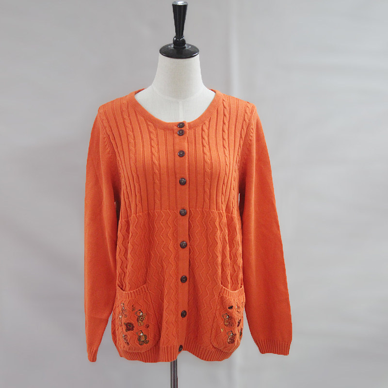 琦三k3上野熊正品2015秋款大码女装麻花针织开衫百搭毛衣k4333