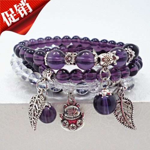 s407天然紫水晶黑玛瑙树叶猫咪