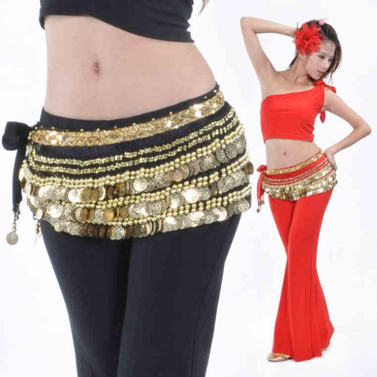 bellydance初学印度舞蹈练习足币超重超响338金币丝绒肚皮舞腰链图片