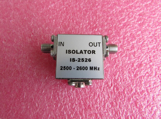 IS-2526 2500-2600MHz SMA RF 射频微波同宽带轴隔离器 工作频率：2500-2600MHz 隔离度：大于25dB 插损：＜0.5dB 接头：SMA