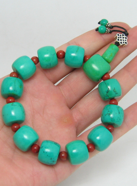 包邮正品天然绿松石隔片散珠挂件