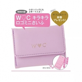 日本杂志款wc淡粉色迷你三折可爱零钱包简约时尚皮夹原宿短款钱包