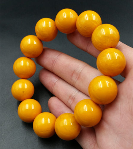 高档精美鸡油黄蜜蜡圆珠手链批发黄色蜜蜡手链手串男女款厂家直销