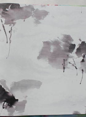 美国进口纯纸手绘水墨画复古卧室书房墙纸AH40700 AH40701 40704