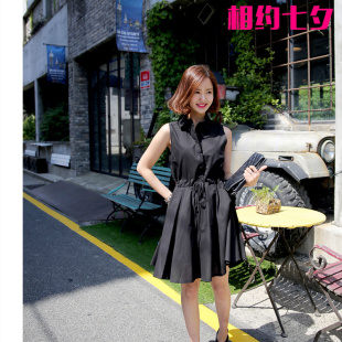 夏秋季 衣春装 方领韩版 小清新衬衫 连衣裙 2020春夏新款 大摆坎袖 女装