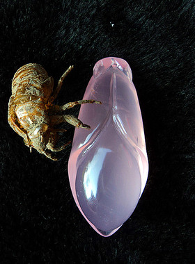 晶山角天然粉水晶玉兰花挂件 68×29×24mm56.7g