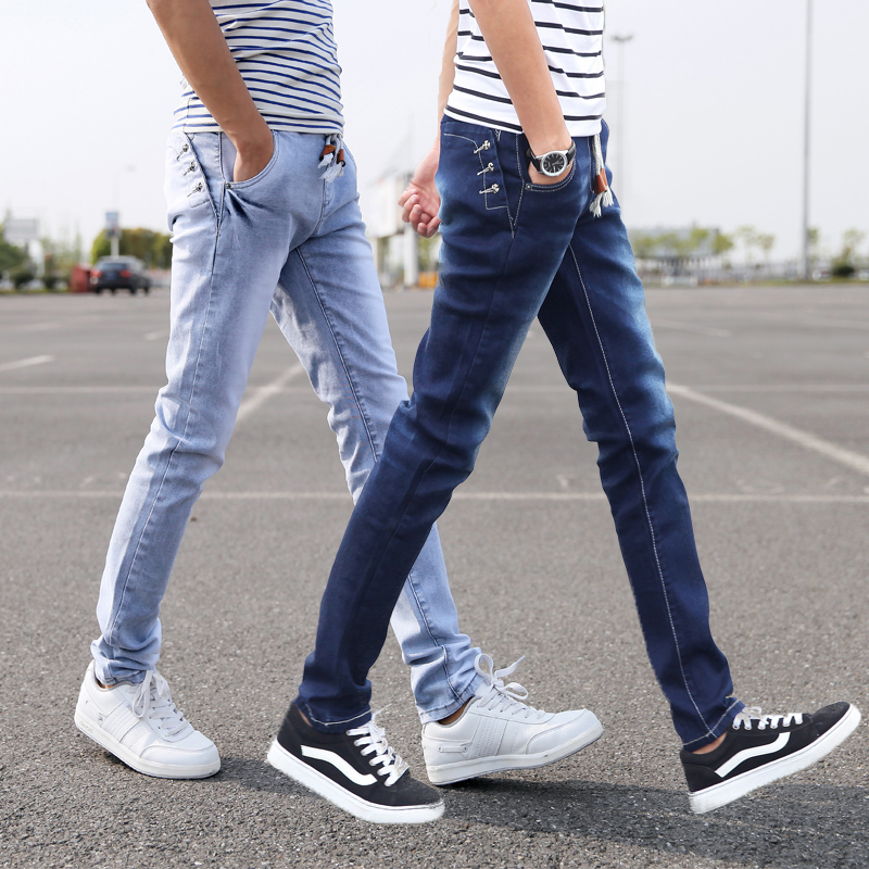 Jeans pour adolescent pieds Slim en coton ammoniac pour été - Ref 1460838 Image 1