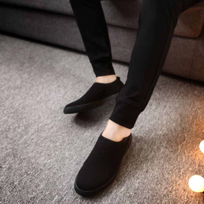 男鞋2025年新款潮套脚帆布鞋男透气板鞋休闲懒人一脚蹬豆豆鞋子男