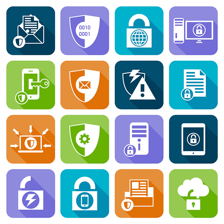 扁平化网络安全图标ai矢量素材 网络用户安全元素素材 设计素材