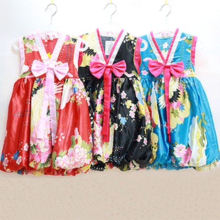 儿童摄影小长今韩服女童短袖连衣裙夏1-4周岁宝宝庆生礼服公主裙