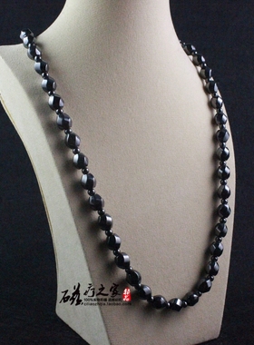 磁疗黑胆石六面转珠磁性磁石项链