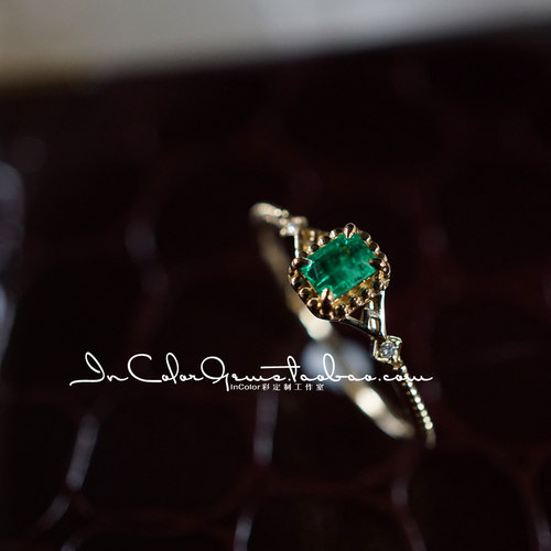 天然k金祖母绿戒指定制