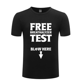Free Breathilizer Test 纯棉男式 Here T恤 Blow 搞笑创意 短袖