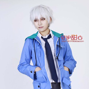 包邮银白收脸反翘短假发御狐神双炽/阿金/秋濑或/紫苑cosplay假发