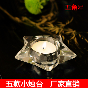 简约现代水晶玻璃小蜡烛台酒店餐桌装饰摆件软装配饰