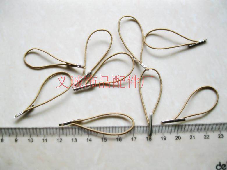 卡其色1mm卡头弹力绳吊牌绳1MM线径1.6CM不锈钢扣总长12CM 100条