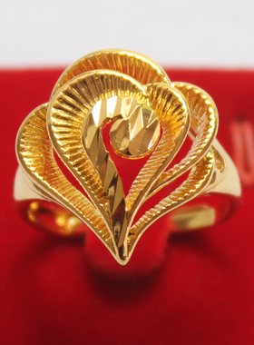 黄铜镀金结婚心形戒指送女朋友
