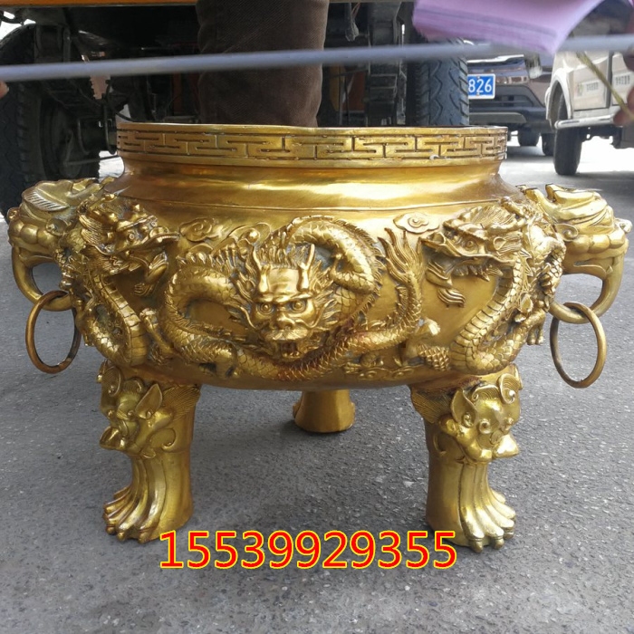铜香炉纯铜家用九龙戏珠祠堂特大号寺院供奉招财鼎佛具寺庙香炉