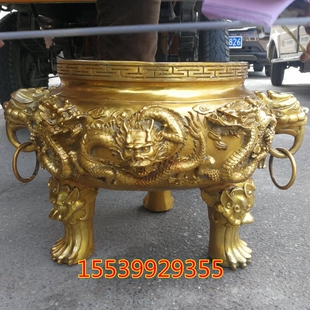 铜香炉纯铜家用九龙戏珠祠堂特大号寺院供奉招财鼎佛具寺庙香炉