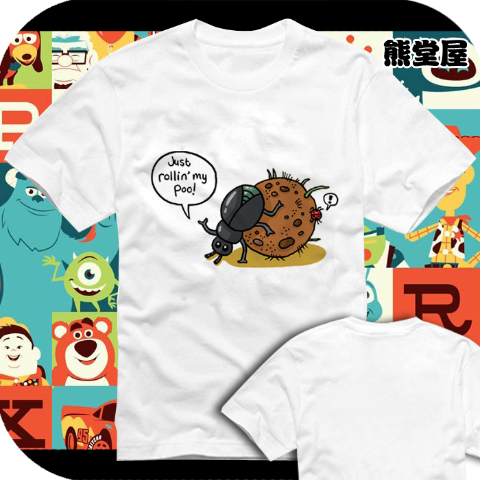 昆虫系列屎壳郎屎壳螂蜣螂推粪球虫爱好者纯棉学生t恤短袖衣服