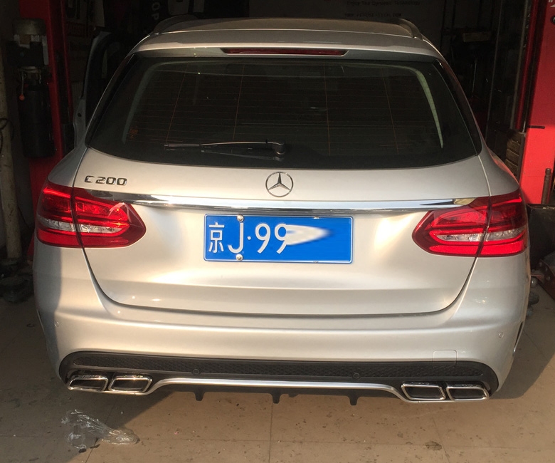 奔驰c180 c200 c300旅行改装升级c63 amg后尾唇 奔驰c